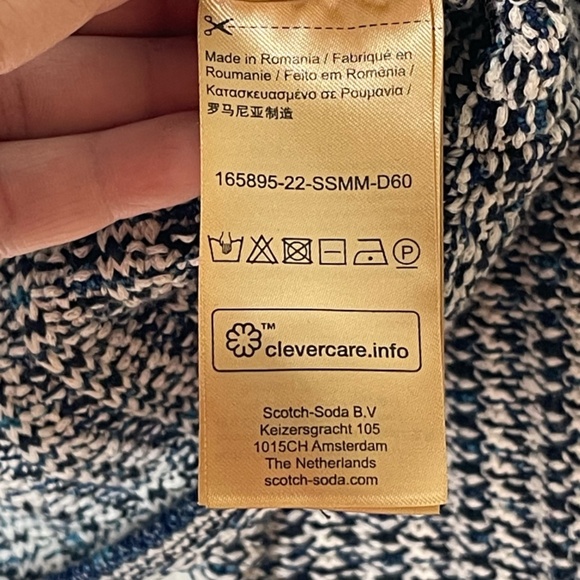 Scotch & Soda Amsterdam NWT Mens Knit Cardigan Size M Blue White Button Front - Picture 13 of 16